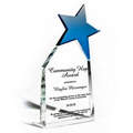 Optic Crystal Award w/ Sapphire Star Crystal Accent (6 1/2"x12"x2")
